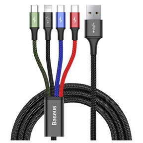 Baseus Rapid Series 4-in-1 Data Og Ladekabel CA1T4-B01 - 1.2m - Sort