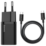 Baseus Super Si Hurtig Oplader og USB-C/USB-C Kabel - 25W - Sort