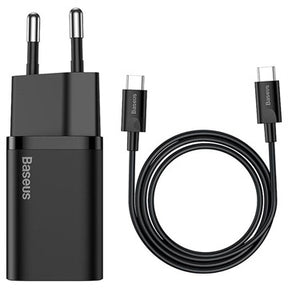 Baseus Super Si Hurtig Oplader og USB-C/USB-C Kabel - 25W - Sort