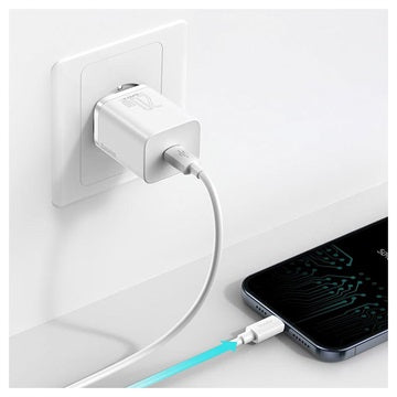 Baseus Super Si Hurtig Oplader med USB-C / Lightning Kabel - 20W - Hvid