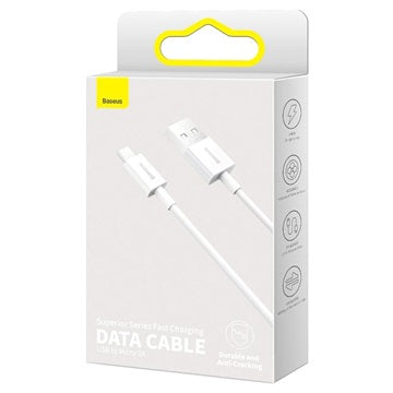 Baseus Superior MicroUSB Hurtig Opladning Datakabel - 1m - Hvid