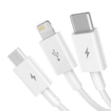 Baseus Superior Series 3-i-1 hurtigopladerkabel - 1m, 3.5A - Hvid