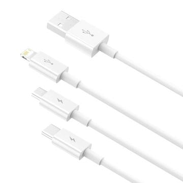 Baseus Superior Series 3-i-1 hurtigopladerkabel - 1m, 3.5A - Hvid