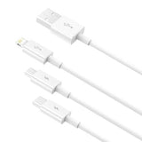 Baseus Superior Series 3-i-1 hurtigopladerkabel - 1m, 3.5A - Hvid