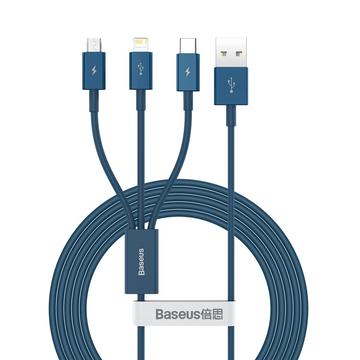 Baseus Superior Series 3-i-1 hurtigopladerkabel - 1m, 3.5A - blå