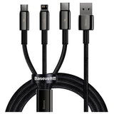 Baseus Tungsten Gold 3-i-1 Hurtigt Opladerkabel - 1.5m - Sort