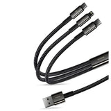 Baseus Tungsten Gold 3-i-1 Hurtigt Opladerkabel - 1.5m - Sort