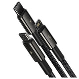 Baseus Tungsten Gold 3-i-1 Hurtigt Opladerkabel - 1.5m - Sort