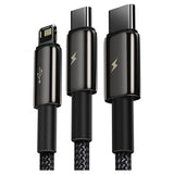 Baseus Tungsten Gold 3-i-1 Hurtigt Opladerkabel - 1.5m - Sort