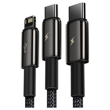 Baseus Tungsten Gold 3-i-1 Hurtigt Opladerkabel - 1.5m - Sort
