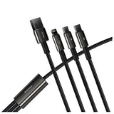Baseus Tungsten Gold 3-i-1 Hurtigt Opladerkabel - 1.5m - Sort