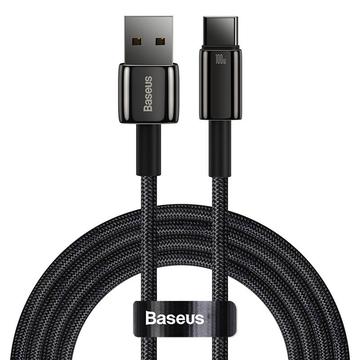 Baseus Tungsten Gold USB-A / USB-C-kabel - 1m, 100W - Sort