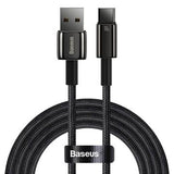Baseus Tungsten Gold USB-A / USB-C-kabel - 1m, 100W - Sort
