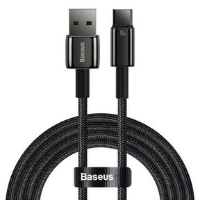 Baseus Tungsten Gold USB-A / USB-C-kabel - 1m, 100W - Sort