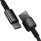 Baseus Tungsten Gold USB-A / USB-C-kabel - 1m, 100W - Sort