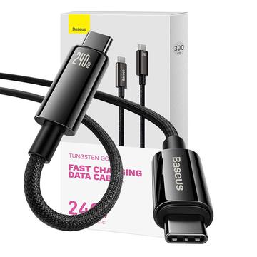 Baseus Tungsten Gold USB-C / USB-C-kabel - 3m, 240W - Sort