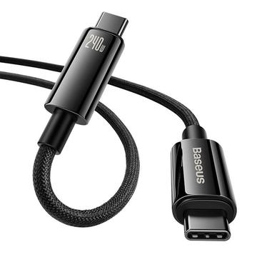 Baseus Tungsten Gold USB-C / USB-C-kabel - 3m, 240W - Sort