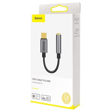 Baseus USB-C / 3.5mm Audio Adapter Kabel CAHUB-EZ0G - Mørkegrå