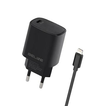 Beline PD 3.0 20W Lightning Oplader - iPhone 14/13/12/X/iPad Pro - sort