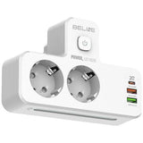 Beline Power Strip med LED-baggrundsbelysning - 2x USB-A, USB-C, 2x AC - Hvid