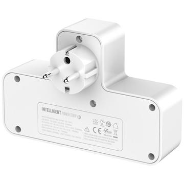 Beline Power Strip med LED-baggrundsbelysning - 2x USB-A, USB-C, 2x AC - Hvid