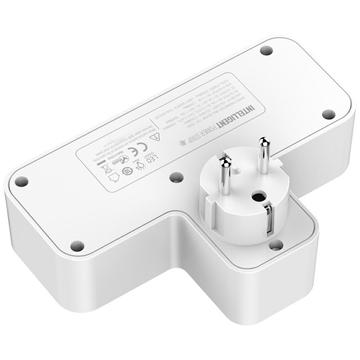 Beline Power Strip med LED-baggrundsbelysning - 2x USB-A, USB-C, 2x AC - Hvid