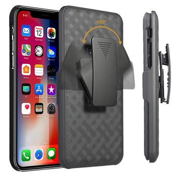 iPhone 11 Hybrid Cover med Bælteklips - Sort