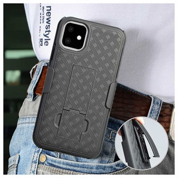 iPhone 11 Hybrid Cover med Bælteklips - Sort