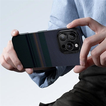 iPhone 16 Pro Max Benks Kevlar Aramid Fiber Cover - MagSafe-kompatibel - Grå / Grøn