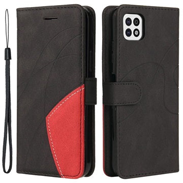 Bi-Color Series Samsung Galaxy A22 5G, Galaxy F42 5G Etui med Pung - Sort