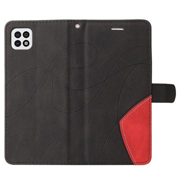 Bi-Color Series Samsung Galaxy A22 5G, Galaxy F42 5G Etui med Pung - Sort