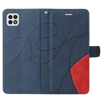 Bi-Color Series Samsung Galaxy A22 5G, Galaxy F42 5G Etui med Pung - Blå