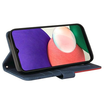 Bi-Color Series Samsung Galaxy A22 5G, Galaxy F42 5G Etui med Pung - Blå