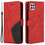 Bi-Color Series Samsung Galaxy A22 5G, Galaxy F42 5G Etui med Pung - Rød