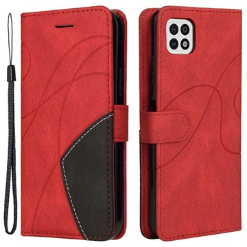 Bi-Color Series Samsung Galaxy A22 5G, Galaxy F42 5G Etui med Pung - Rød