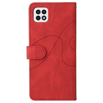 Bi-Color Series Samsung Galaxy A22 5G, Galaxy F42 5G Etui med Pung - Rød