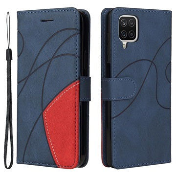 Bi-Color Series Samsung Galaxy A12 Etui med Pung - Blå