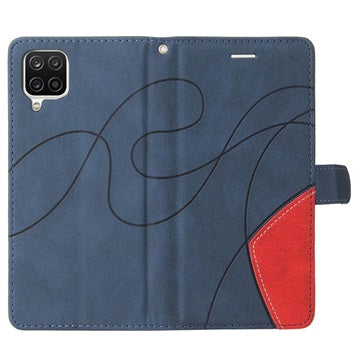 Bi-Color Series Samsung Galaxy A12 Etui med Pung - Blå