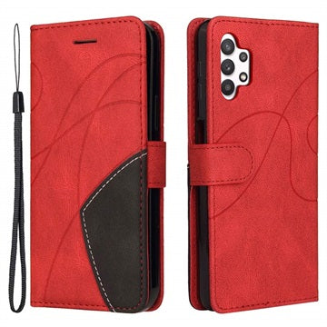 Bi-Color Series Samsung Galaxy A32 5G/M32 5G Etui med Pung - Rød