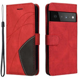 Bi-Color Series Google Pixel 6 Etui med Pung - Rød