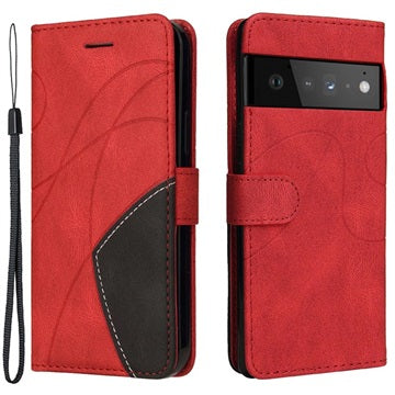 Bi-Color Series Google Pixel 6 Etui med Pung - Rød