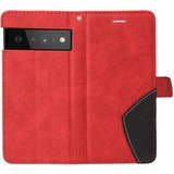 Bi-Color Series Google Pixel 6 Etui med Pung - Rød