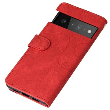 Bi-Color Series Google Pixel 6 Etui med Pung - Rød