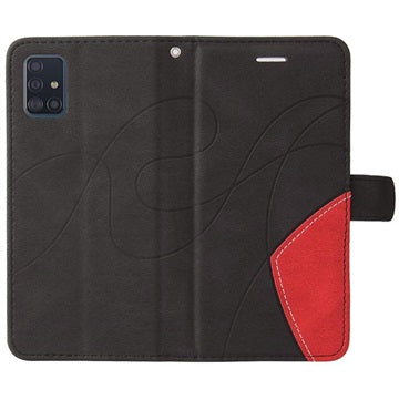 Bi-Color Series Samsung Galaxy A51 Etui med Pung - Sort