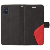 Bi-Color Series Samsung Galaxy A51 Etui med Pung - Sort