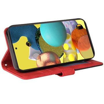 Bi-Color Series Samsung Galaxy A51 Etui med Pung - Rød