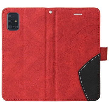 Bi-Color Series Samsung Galaxy A51 Etui med Pung - Rød