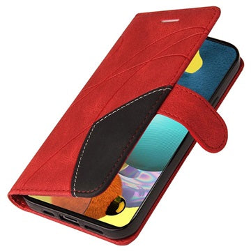 Bi-Color Series Samsung Galaxy A51 Etui med Pung - Rød