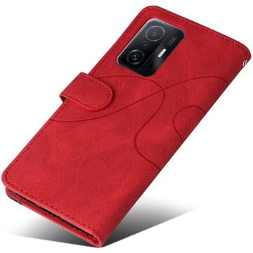 Bi-Color Series Xiaomi 11T/11T Pro Etui med Pung - Rød
