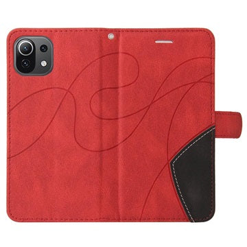 Bi-Color Series Xiaomi Mi 11 Lite 5G Etui med Pung - Rød